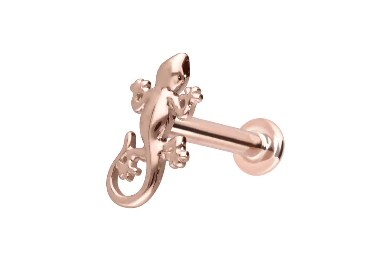 14 Karat Gold Labret Piercing mit Push Fit GECKO